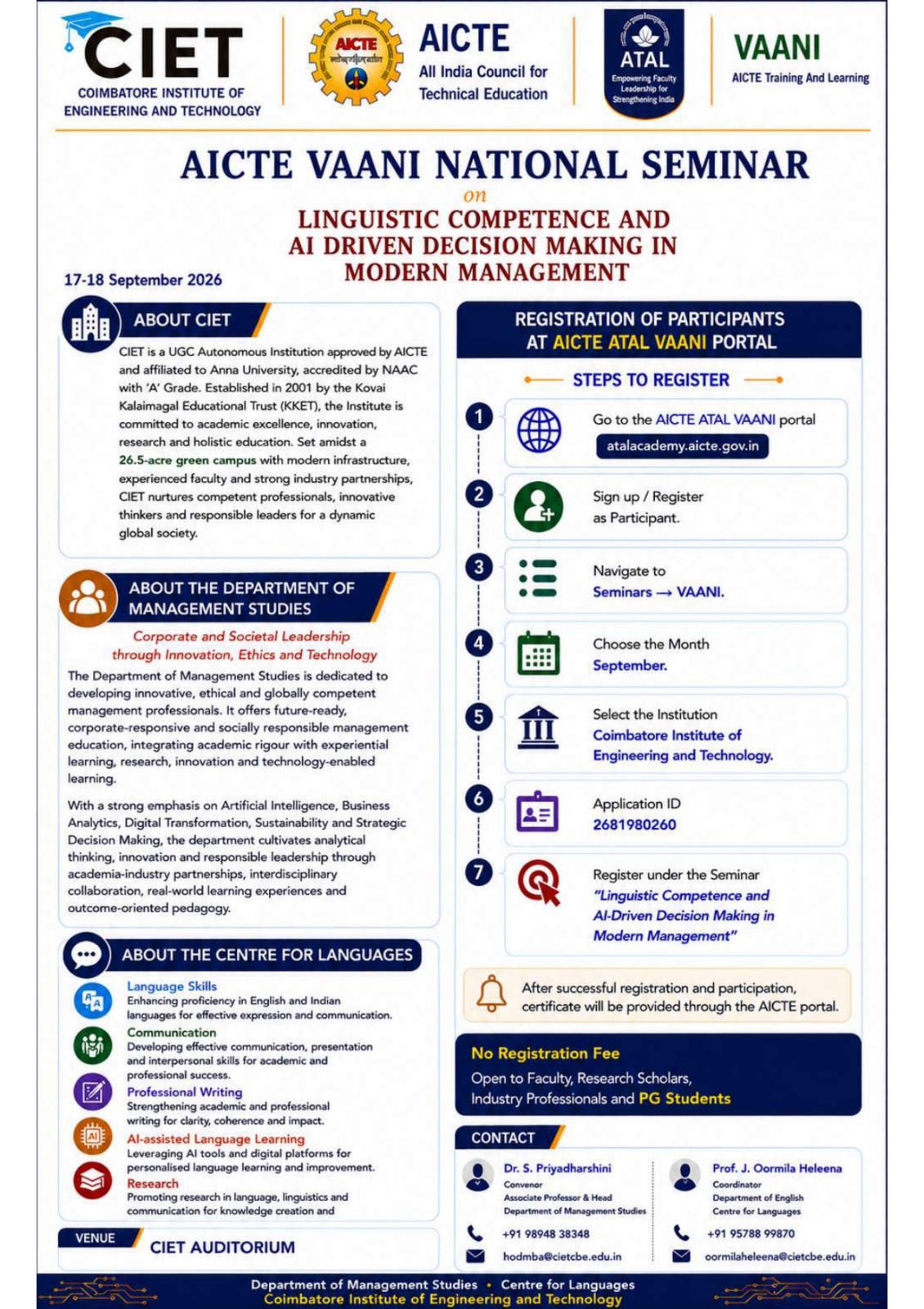 Brochure page 3: About sections and step-by-step registration guide